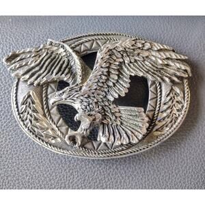 Flying Eagle Belt Buckle EJC 1995 Pewter Diamond Cut Detailed Biker Southwestern